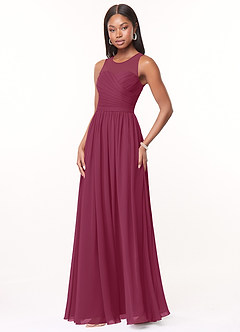 Azazie Nina Bridesmaid Dresses Mulberry A-Line Pleated Chiffon Dress image4