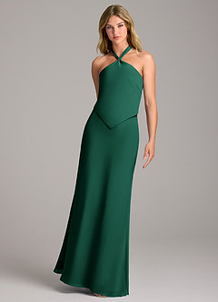 Azazie Keisha Bridesmaid Dresses Emerald Sheath Chiffon Dress image5