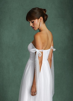 Azazie Angelica Wedding Dresses Diamond White A-Line Sweetheart Neckline Tulle Dress image7
