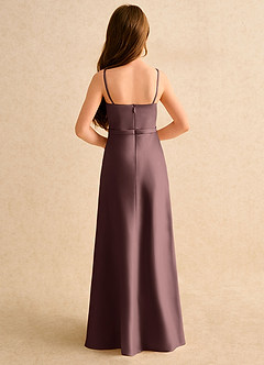 Azazie Fishie Girls Formal Flower Girl Dresses Espresso A-Line Matte Satin Dress image7