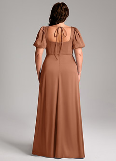 Azazie Fyona Bridesmaid Dresses Bronzer A-Line Pleated Stretch Satin Dress image9