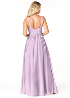 Azazie Chanel Jurken voor bruidsmeisjes Jurk van Chiffon met A-Lijn Geplooid Frosted Lila image2