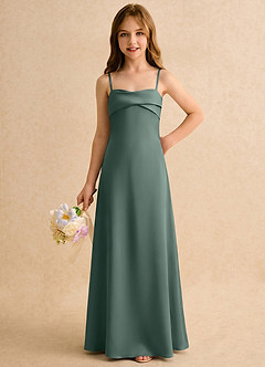 Azazie Mirabella Girls Formal Flower Girl Klänningar Klänning Tubklänning i Stretch Satin Hjärtformad urringning image5