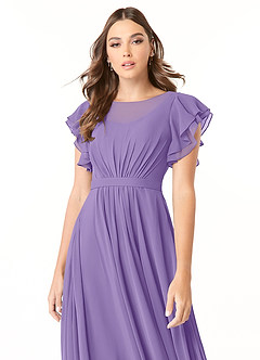 Azazie Daphne Modest Bridesmaid Dresses A-Line Ruffled Chiffon Floor-Length Dress image4