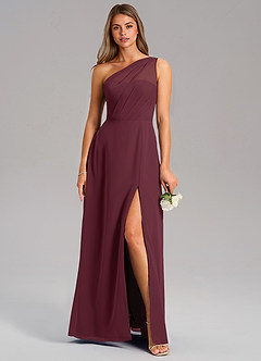 Azazie Phaedra Brautjungfernkleider A-Linie One-Shoulder Chiffon Kleid Cabernetrot image1