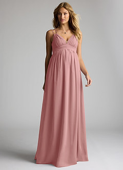 Azazie Emree Maternity Bridesmaid Dresses A-Line Chiffon Floor-Length Dress image1