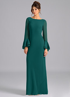 Azazie Leone Bridesmaid Dresses Peacock Mermaid Corset Chiffon Dress image5
