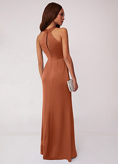 Barbie ♥ Azazie Bridesmaid Dresses Cedar Rose Sheath Stretch Satin Dress image2