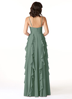 Azazie Peyton Bridesmaid Dresses Eucalyptus A-Line Ruched Chiffon Dress image2