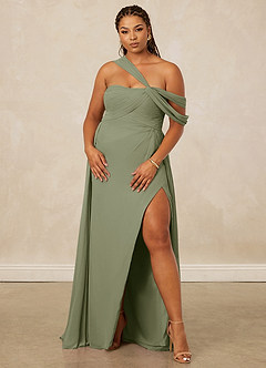 Christian Siriano Bridal for Azazie 1014 Bridesmaid Dresses Pistachio A-Line Off the Shoulder Chiffon Dress image12