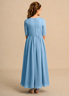 Azazie Pippin Junior Formal vestidos de niña de las flores Vestido de Azul Acero de Encaje de Corte En A image2