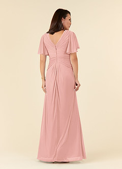 Azazie Emmeline Mother of the Bride Dresses Rosette A-Line V-Neck Pleated Mesh Dress image2