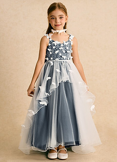 Azazie Darlina Flower Girl Dresses Ivory Neptune Ball-Gown Lace Tulle Dress image4