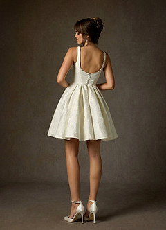 Azazie Ruby Abiti da Sposa Abito A-Line in Jacquard Floreale Con Tasche Bianco Antico image2