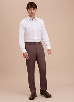 front Ethan Espresso Refined Weave Dress Pants