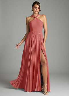 Azazie Afra Bridesmaid Dresses Antique Rose A-Line Pleated Chiffon Dress image1