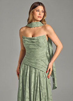 Azazie Gabriela Bridesmaid Dresses Agave A-Line Strapless Floral Burnout Dress image8