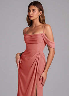 Azazie Johana Robes de demoiselle d'honneur Robe Sirène Convertible en Mousseline de soie Épaule décolletée Antique Rose image5