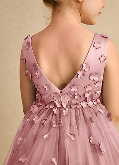 Azazie Lana Flower Girl Dresses Dusty Rose A-Line Sleeveless Matte Satin Dress image7