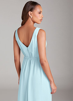 Azazie Tanicia Robes de demoiselle d'honneur Robe Trapèze en Mousseline de soie Plissé Bleu Nuage image6