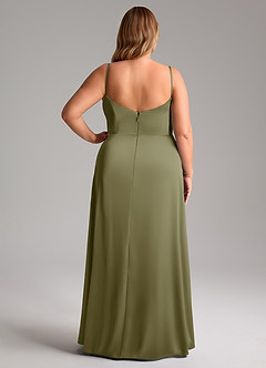 Azazie Azuree Bridesmaid Dresses Pistachio A-Line Pleated Stretch Satin Dress image2