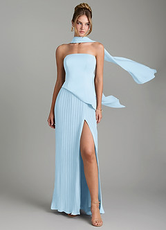 Azazie Tierney Bridesmaid Dresses Sky Blue A-Line Strapless Chiffon Convertible Dress image1