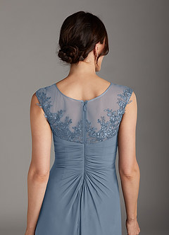 Azazie Endora Mother of the Bride Dresses Dusty Blue A-Line Scoop Lace Chiffon Dress image5