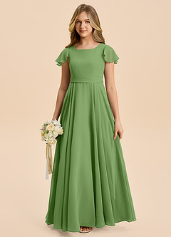 Azazie Cady Junior Basil A-Line Pleated Chiffon Dress image1