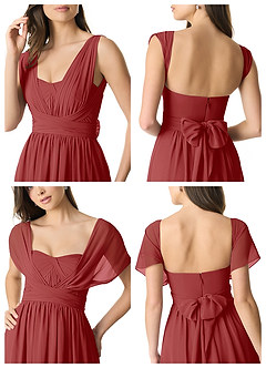 Azazie Olani Bridesmaid Dresses Rust A-Line Off the Shoulder Chiffon Convertible Dress image9