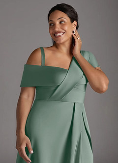 Azazie Milton Mère de la mariée Robes Robe Trapèze en Satin extensible Plissée Sauge D'argent image14