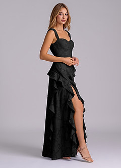 Azazie Sloane Brudtärnklänningar Klä av A-Linje i Blommig Utbrändhet Älskling Halsringning Svart image5