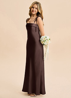 Azazie Willa Junior Ganache A-Line Bow Stretch Satin Dress image3