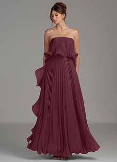 Azazie Alexia Bridesmaid Dresses Cabernet A-Line Ruched Chiffon Dress image6
