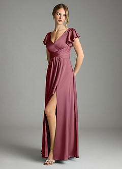 Azazie Omari Bridesmaid Dresses Desert Rose A-Line Stretch Satin Dress image4