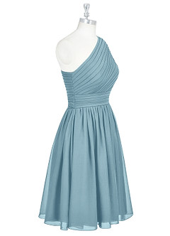 Azazie Katrina Bridesmaid Dresses Moody Blue A-Line One Shoulder Chiffon Dress image8