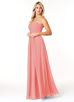 Azazie Yazmin Bridesmaid Dresses Coral A-Line Sweetheart Neckline Chiffon Convertible Dress image3