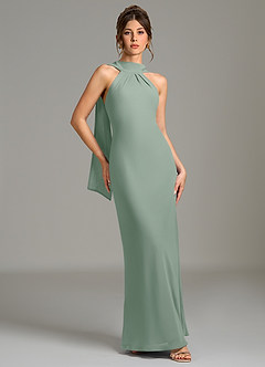 Azazie Cassiana Bridesmaid Dresses Silver Sage Mermaid Pleated Chiffon Dress image3
