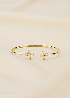 front Crystal Leaves End Cuff Bracelet