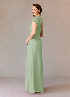 Azazie Junie Mère de la mariée Robes Robe Trapèze en Mousseline de soie Dentelle Vert Sauge image8