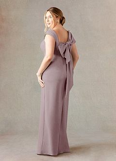 Azazie Ellen Mother of the Bride Dresses Vintage Mauve Sheath Side Slit Stretch Crepe Dress image9