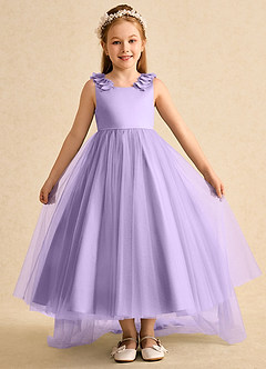 Azazie Lorita Flower Girl Dresses Lilac A-Line Beaded Tulle Dress image2