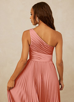 Christian Siriano Bridal for Azazie 1008 Bridesmaid Dresses Coral A-Line One Shoulder Stretch Satin Dress image6
