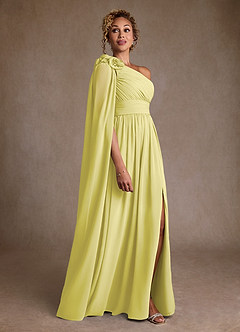 Azazie Lancaster Kleider für die Brautmutter A-Linie One-Shoulder Chiffon Kleid Zitronensorbet image3