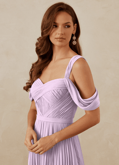 Christian Siriano Bridal for Azazie 1013 Bridesmaid Dresses Frosted Lilac A-Line Off the Shoulder Chiffon Dress image2
