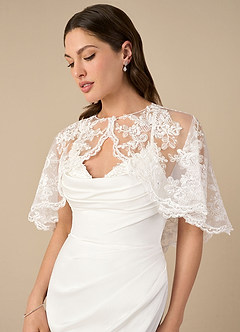 front Azazie Hephzibah Lace Tulle Wrap