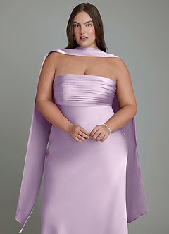 Azazie Saylor Vestidos de damas de honor Vestido Lila Esmerilada de Satén Elástico de Corte Sirena con Palabra de honor image18