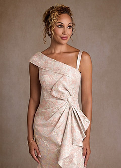 Azazie Hampton Mother of the Bride Dresses Dusty Rose Mermaid One Shoulder Jacquard Dress image5