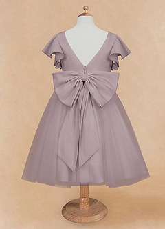 Azazie Kaeya Robe Demoiselle D'honneur Fillette Robe Trapèze en Tulle Arc Crépuscule image6