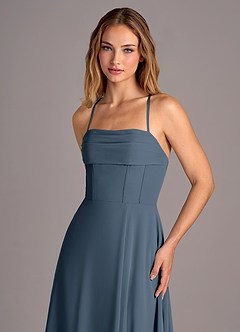 Azazie Carolyn Abiti da Damigella Abito A-Line in Chiffon Plissettato Blu Nettuno image2
