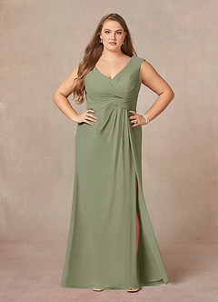 Azazie Sally Mother of the Bride Dresses Pistachio A-Line V-Neck Pleated Chiffon Dress image8